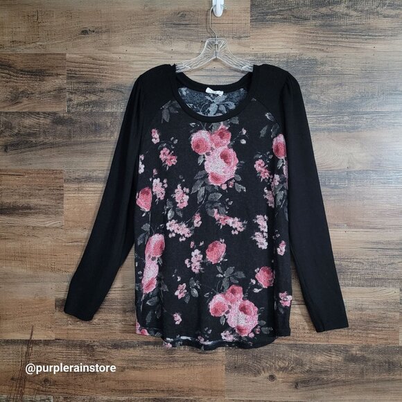 Maurices Floral Knit Top XL Soft Comfort Stretch Country Girl Countrycore Boho - Picture 1 of 13
